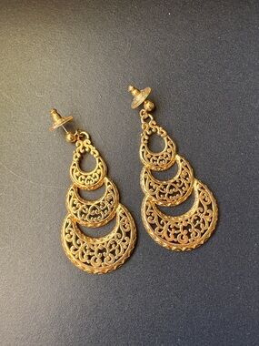 Vintage Gold Tiered Drop Earrings - Women Jewelry